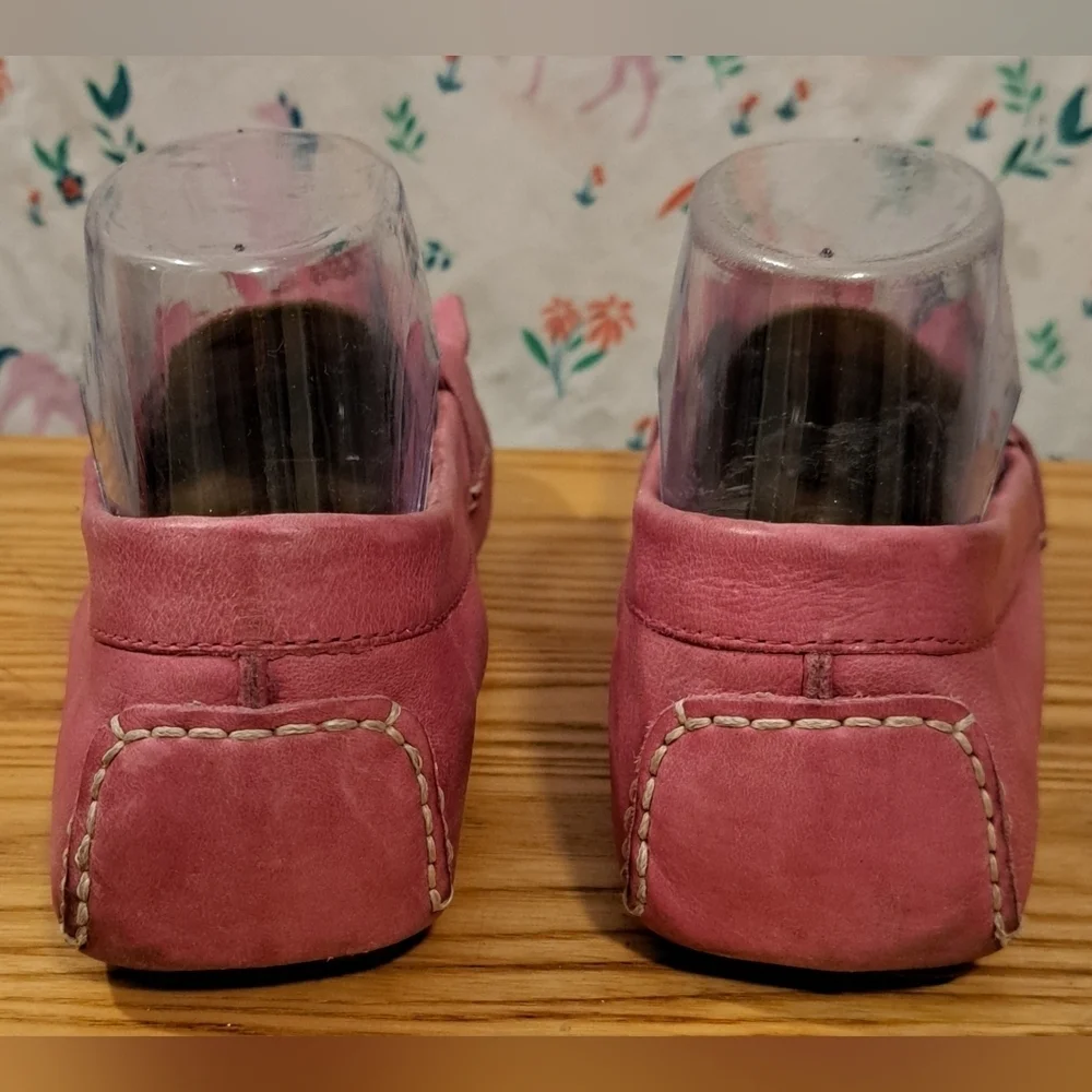 Cole Haan Pink Suede Preppy Boho Casual Neutral Loafer Shoe w/ Tassels SZ 7B